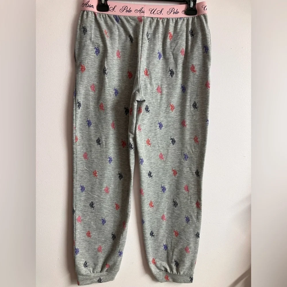 U. S. Polo Assn. Women’s Pajama Bottoms, Medium, Gray/Pink